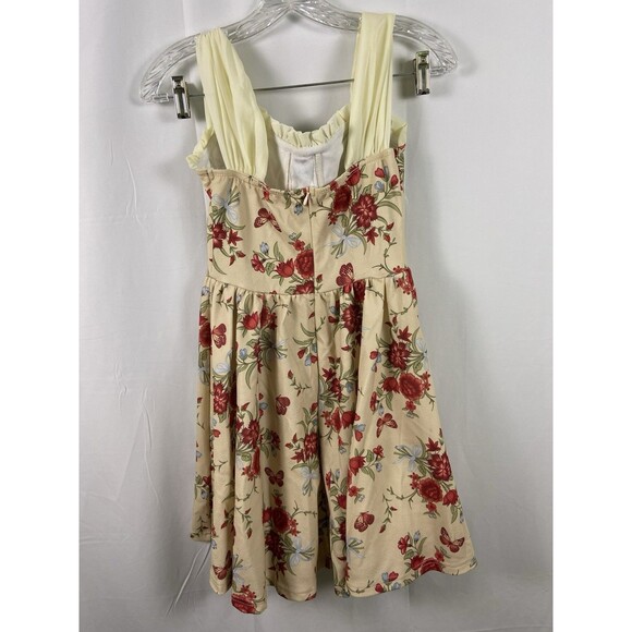 Women’s German Style Cosplay Dress Sz S Red Florals Tie Bodice Puff Off Shoulder - Picture 10 of 16